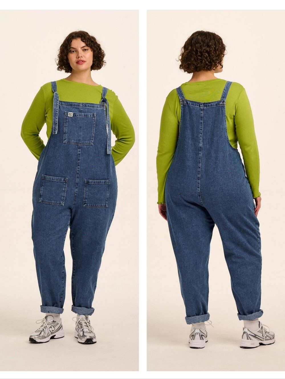 Lucy & Yak Original Denim Dungarees in Mid Wash Blue Size 28 Plus Size